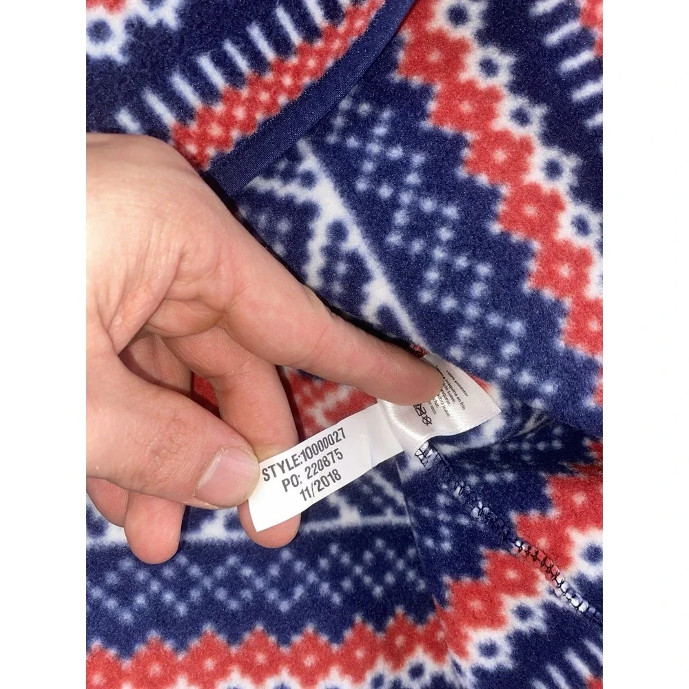 Vineyard Vines Aztec Geometric Red/White/Blue Fleece Jackets Mens M 1/4 Zip Warm